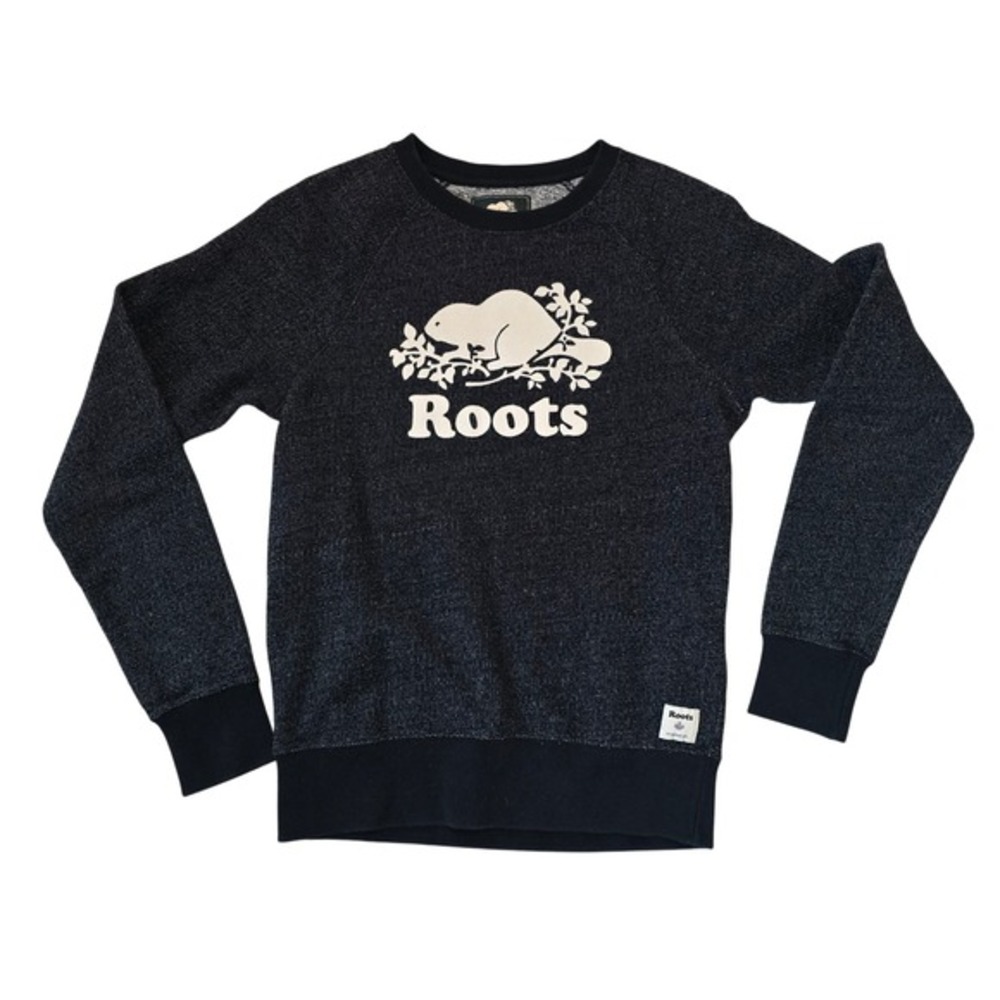 Roots Beaver Logo Sweatshirt Dark Gray‎ Heathered Crewneck Size XXS